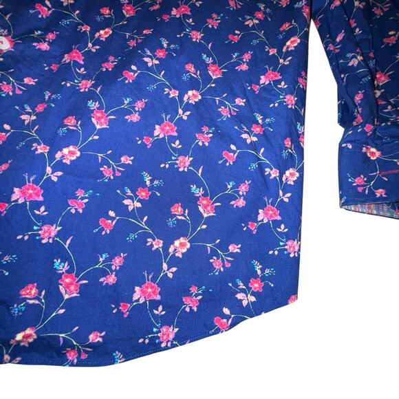 Alan Flusser Shirt Men’s XXL Blue Pink Button Up Floral Long Sleeve EUC - Picture 4 of 10
